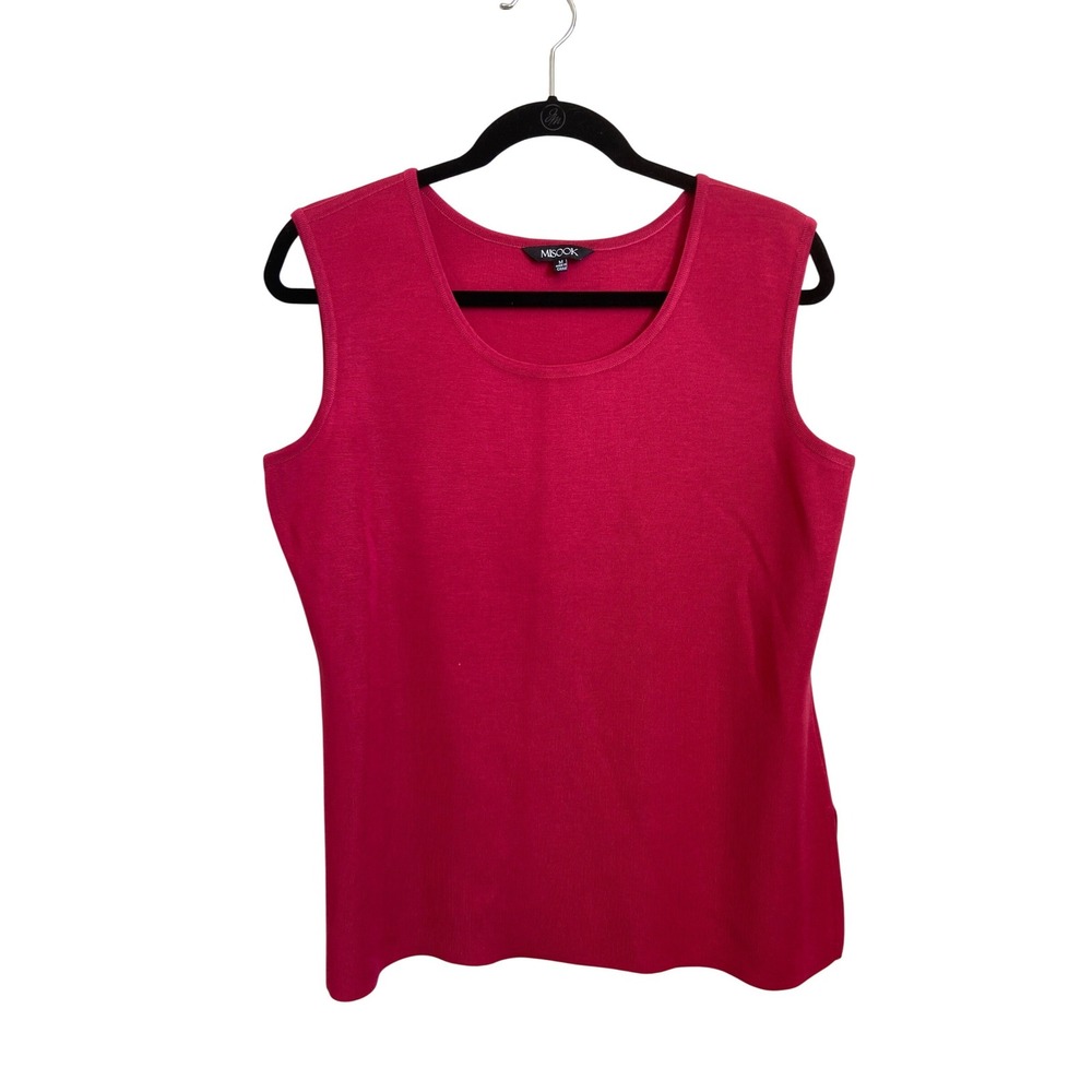 Misook Magenta Pink Sleeveless Knit Tank Top Scoop Neck Side Slit Size Medium